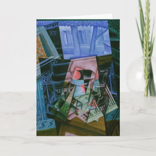 Juan Grisによる開いた窓の前の静物詩 カード (正面)