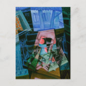 Juan Grisによる開いた窓の前の静物詩 ポストカード (正面)