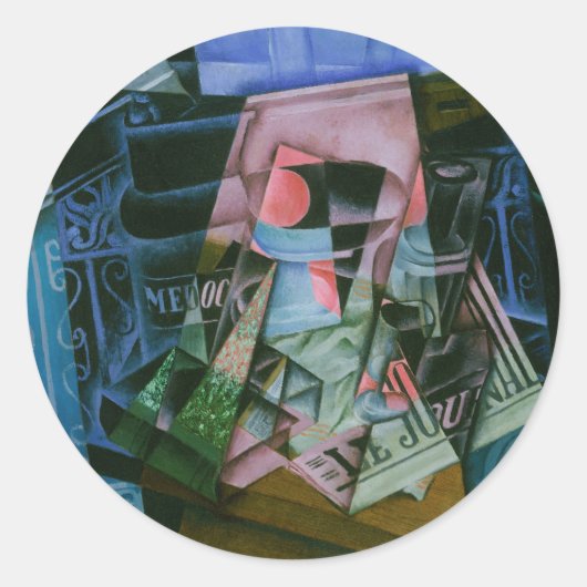 Juan Grisによる開いた窓の前の静物詩 ラウンドシール (正面)