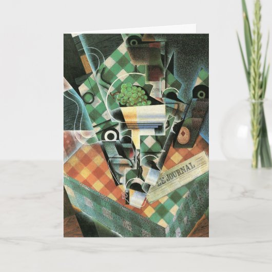 Juan Grisのチェックしたテーブルクロスの静物 カード (正面)