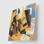 Juan Gris – ギターの写真抽象芸術 スクエア壁時計 (傾斜)