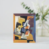 Juan Gris – バイオリンとガラス – 抽象芸術アート ポストカード (スタンド正面)