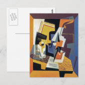 Juan Gris – バイオリンとガラス – 抽象芸術アート ポストカード (正面/裏面)