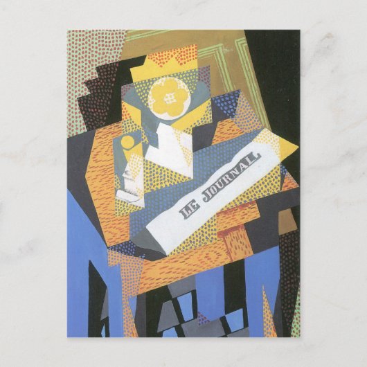 Juan Gris – 新聞とフルーツボウル ポストカード (正面)
