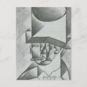 Juan Gris – 葉巻を持つ男の頭 ポストカード