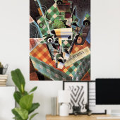 Juan Gris - Still Life with Checked Tableloth ポスター (ホームオフィス)