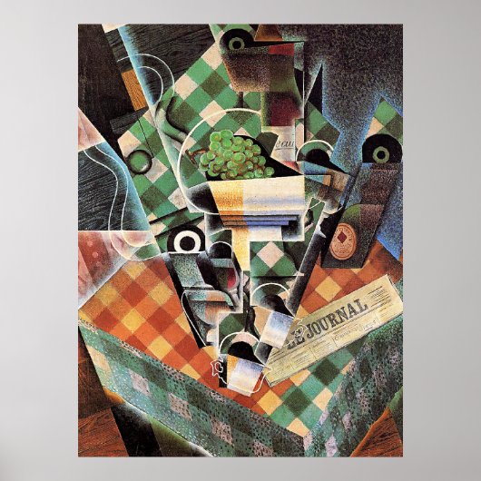 Juan Gris - Still Life with Checked Tableloth ポスター (正面)