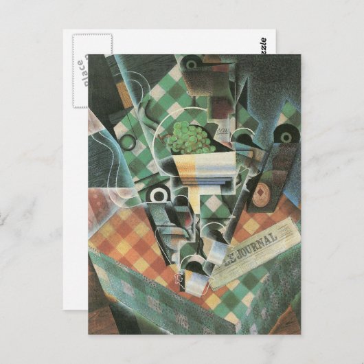 Juan Gris - Still Life with checked tableloth ポストカード (正面/裏面)
