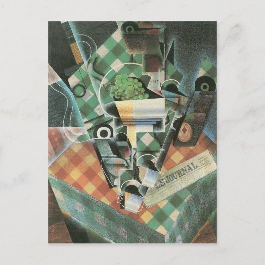 Juan Gris - Still Life with checked tableloth ポストカード (正面)