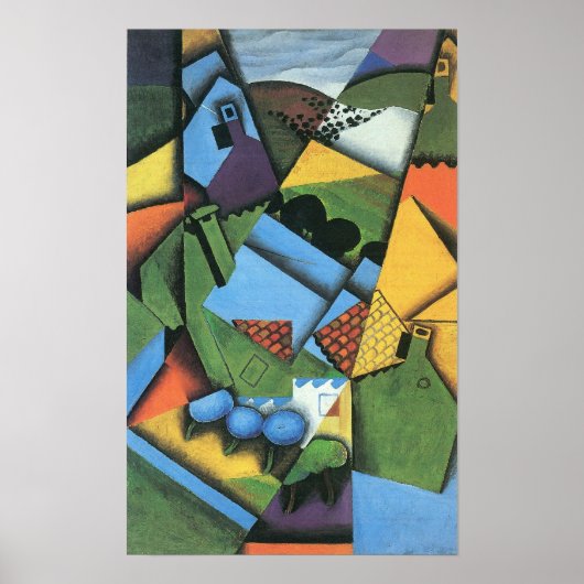 Juan Gris - Zlandscape with houses in Ceret ポスター (正面)