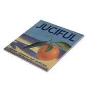 Jucifulのオレンジ木枠のラベル タイル (側面)