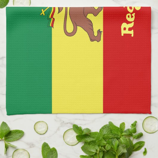 Judahのラスタのレゲエのライオン キッチンタオル (折り畳み)