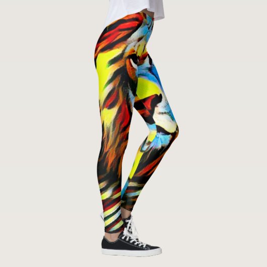 Judahの油性ペイントのカラフルな野生のライオン レギンス (右)