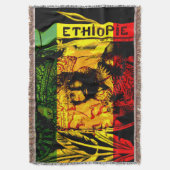 Judahの赤い金ゴールドの緑のラスタのHaile Selassieのライオン スローブランケット (正面縦)