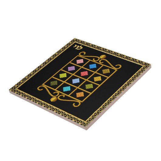 Judaicaイスラエル共和国のセラミックタイル-リーバイズの12匹の種族 タイル (側面)