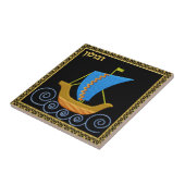 Judaicaイスラエル共和国のセラミックタイル- Zvulunの12匹の種族 タイル (側面)