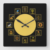 Judaicaイスラエル共和国の時計の12匹の種族 スクエア壁時計 (正面)