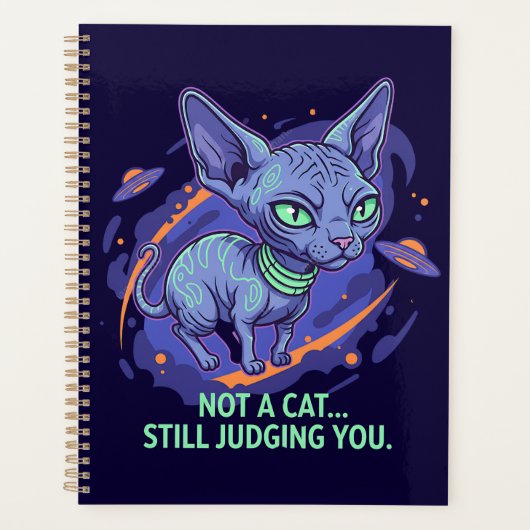 Judging Alien Sphynx Cat Sci-Fi Humor Art プランナー手帳 (正面)