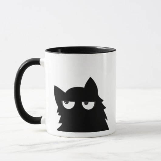 Judging Black Cat Funny Minimal Cat Design マグカップ (左)