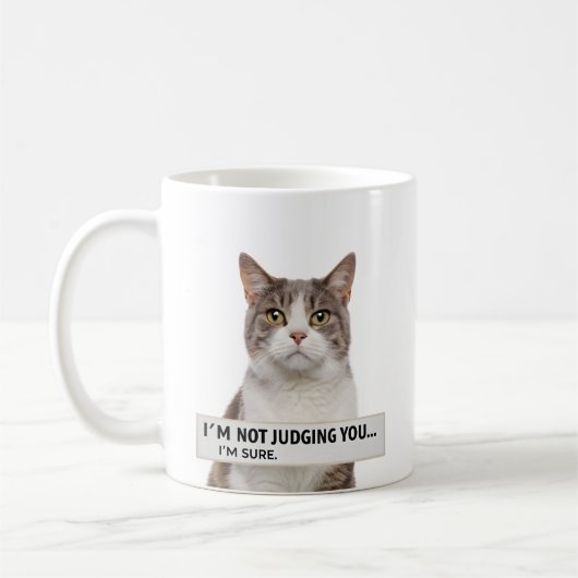Judging Cat Sarcastic Quote Minimal Art コーヒーマグカップ (左)