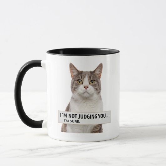 Judging Cat Sarcastic Quote Minimal Art マグカップ (左)