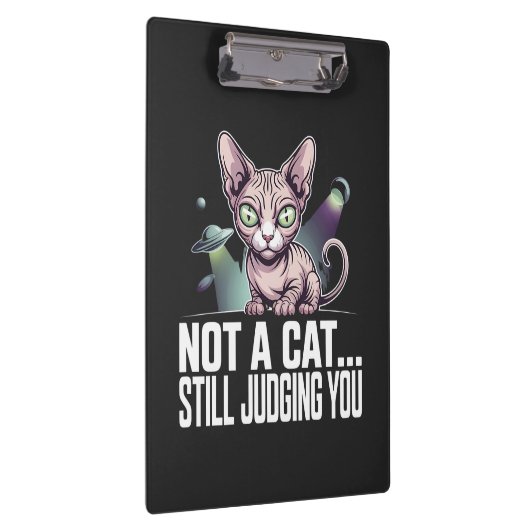 Judging Sphynx Cat UFO Alien Sarcastic Art クリップボード (右)
