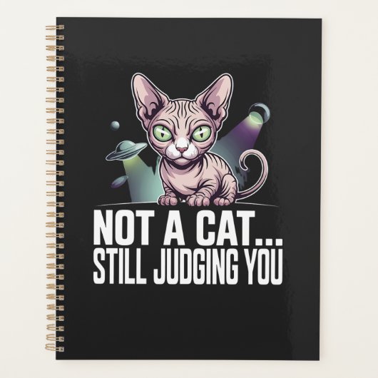 Judging Sphynx Cat UFO Alien Sarcastic Art プランナー手帳 (正面)