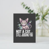 Judging Sphynx Cat UFO Alien Sarcastic Art ポストカード (スタンド正面)