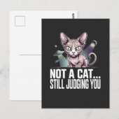 Judging Sphynx Cat UFO Alien Sarcastic Art ポストカード (正面/裏面)