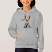 Judging Sphynx Cat UFO Space Cartoon Art (正面)