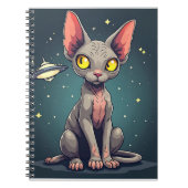 Judging Sphynx Cat UFO Space Cartoon Art ノートブック (正面)