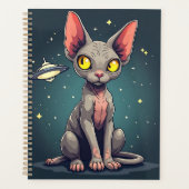 Judging Sphynx Cat UFO Space Cartoon Art プランナー手帳 (正面)