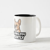 Judging You Silently - Fawn Frenchie Sticker ツートーンマグカップ (正面右)