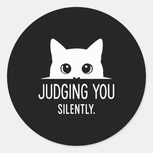 Judging You Silently - Funny Cat ラウンドシール (正面)