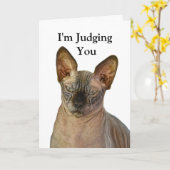Judgmental Sphynx Catハッピーバースデー カード (黄色い花)