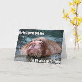 Judgyのセイウチの挨拶状 カード (黄色い花)