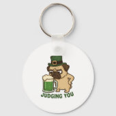 Judgy Funny Pug St.Patrick's Day キーホルダー (正面)
