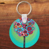 JUDICA HAMSA生命保護の太陽の目の木 キーホルダー (正面)