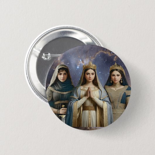 Judith, Esther & Blessed Virgin Mary Button Pin 缶バッジ (正面&裏面)