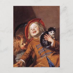 Judith Leyster – 猫と一緒に笑う子供たち ポストカード