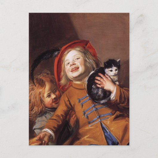 Judith Leyster – 猫と一緒に笑う子供たち ポストカード (正面)