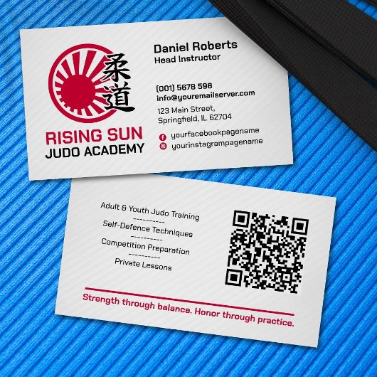 Judo academy instructor - Kanji and rising sun 名刺