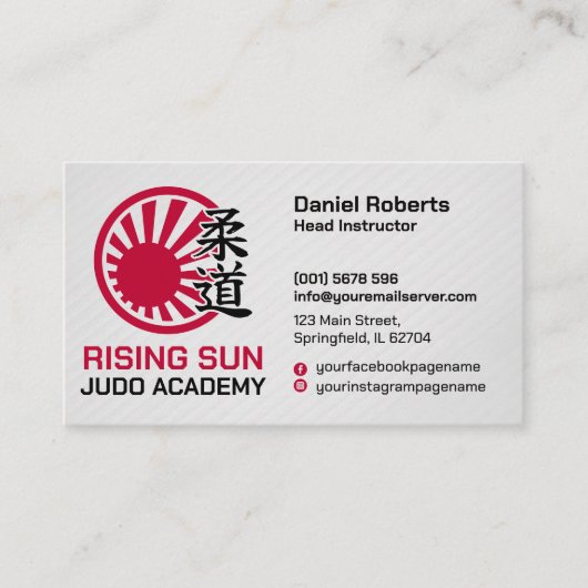 Judo academy instructor - Kanji and rising sun 名刺 (正面)