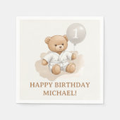  "Judo Bear’s First Belt" – 1st Birthday White  スタンダードカクテルナプキン (正面)