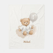 Judo Bear’s First Belt" – 1st Birthday White Belt フリースブランケット (正面)