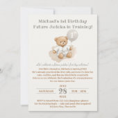 Judo Bear’s First Belt" – 1st Birthday White Belt 招待状 (正面)