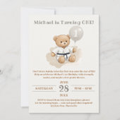Judo Bear Turns One" – 1st Birthday 招待状 (正面)