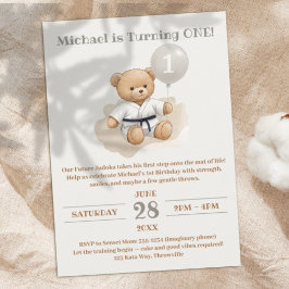Judo Bear Turns One" – 1st Birthday 招待状