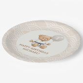 Judo Bear Turns One" – 1st Birthday 【Black-belt】 ペーパープレート (アングル)