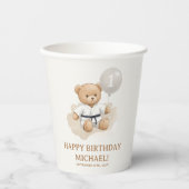 Judo Bear Turns One" – 1st Birthday 【Black-belt】 紙コップ (正面)